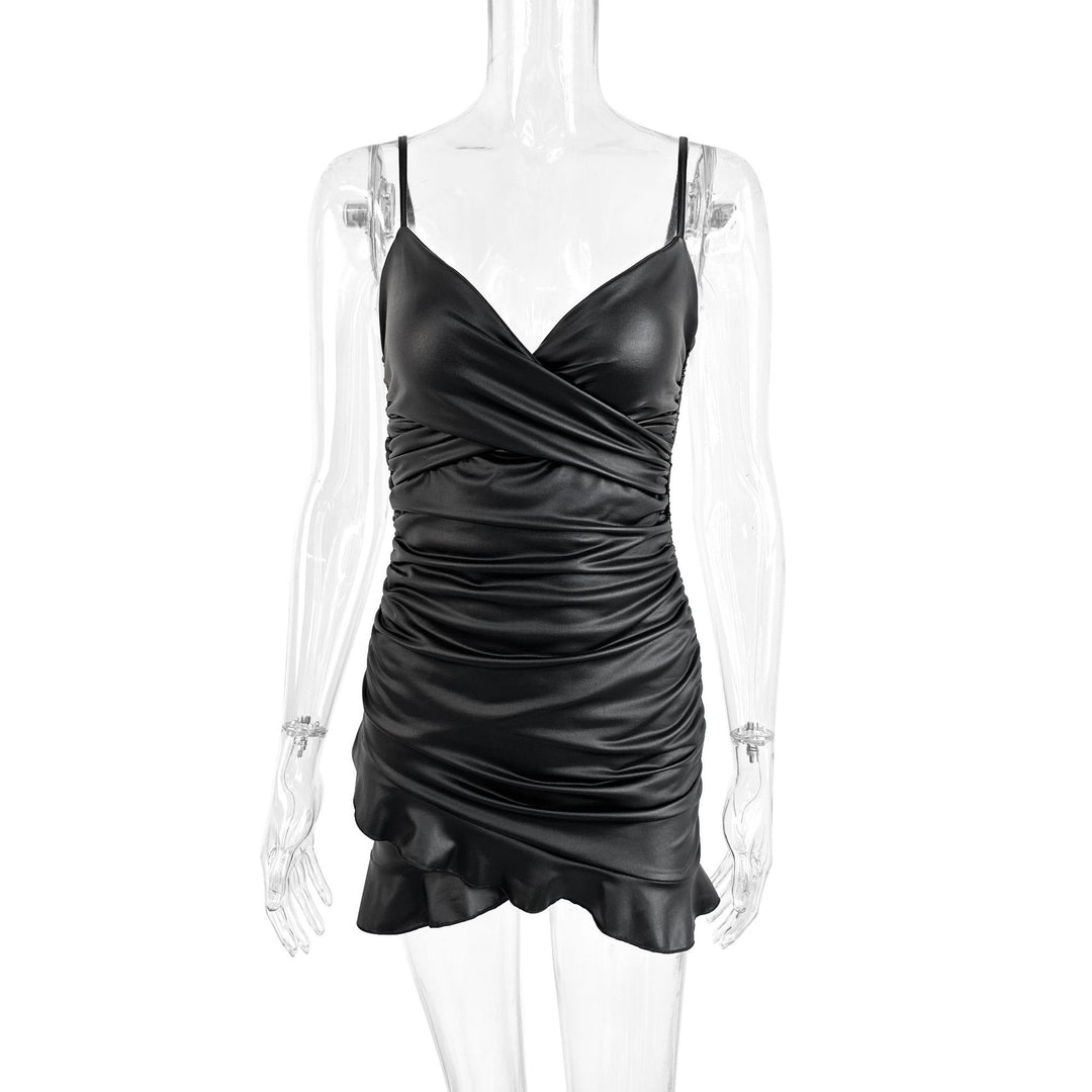 Damen Raffiniertes Wickelkleid mit tiefem V-Ausschnitt und elegantem Saum Lisslune
