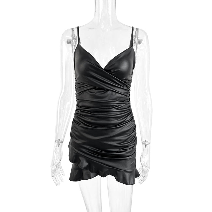 Damen Raffiniertes Wickelkleid mit tiefem V-Ausschnitt und elegantem Saum Lisslune