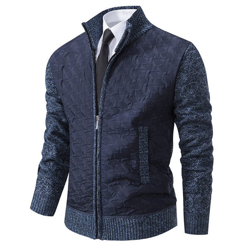 Men's elegant hybrid jacket with quilted design and refined knit sleeves Lisslune