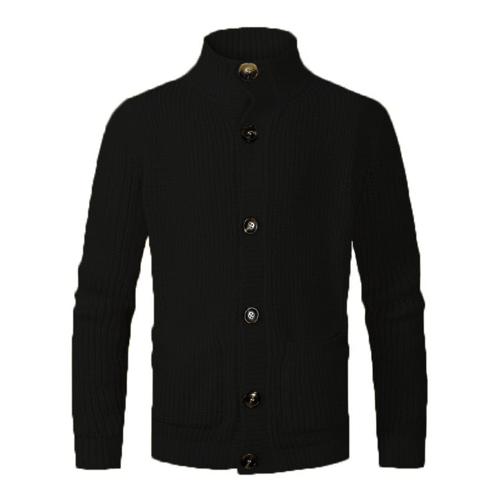 Men's fashionable knitted cardigan with high collar and button details Lisslune