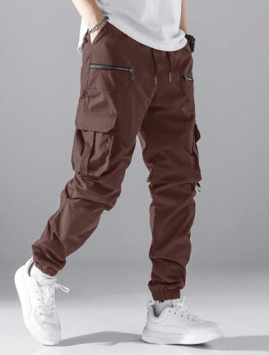 Men's cargo joggers with elastic waistband and practical zip pockets Lisslune