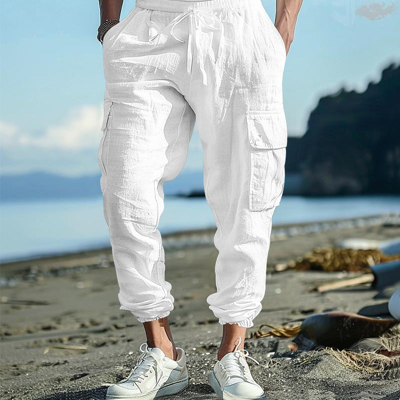 Men's cargo pants with elastic waistband and versatile pockets Lisslune