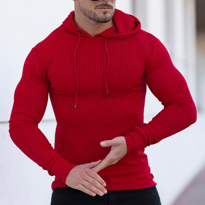 Men's casual hoodie with textured ribbed look Lisslune