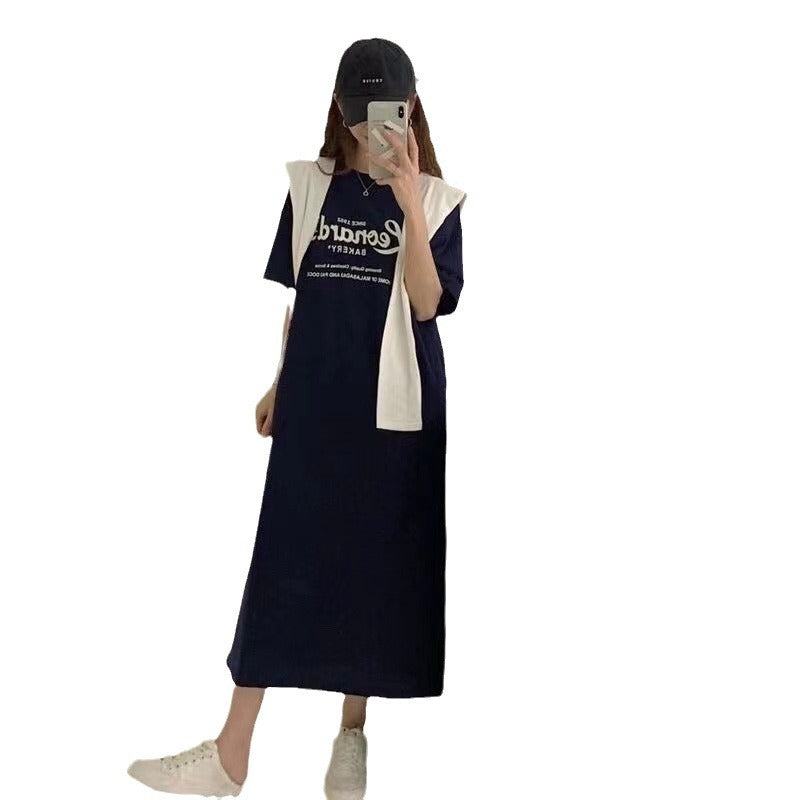 Women Casual Lounge Dress with Graphic Print and Comfortable Fit