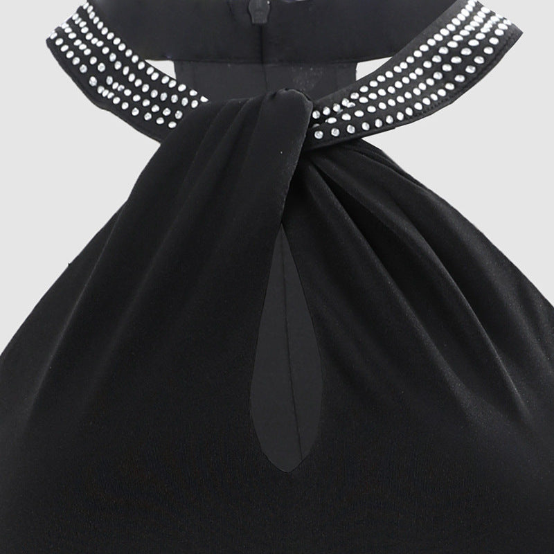 Damen Elegantes Schlauchkleid mit Strassdetails und sexy Beinschlitz Lisslune