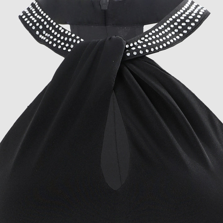 Damen Elegantes Schlauchkleid mit Strassdetails und sexy Beinschlitz Lisslune