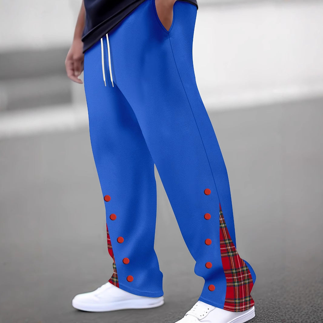 Men's Sporty Jogging Pants with Contrasting Snap Buttons and Breathable Fabric Lisslune