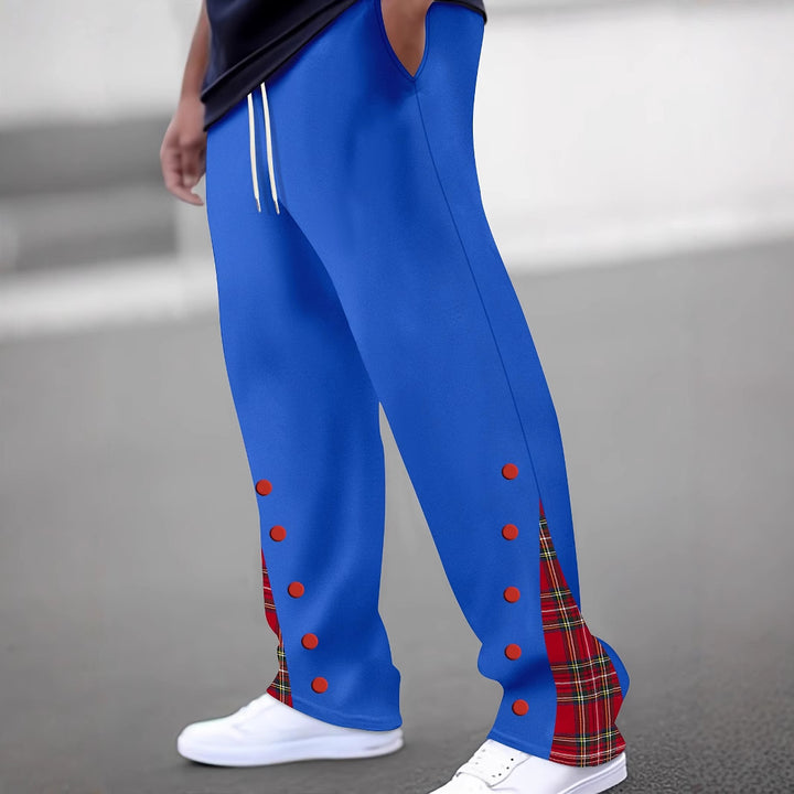 Men's Sporty Jogging Pants with Contrasting Snap Buttons and Breathable Fabric Lisslune
