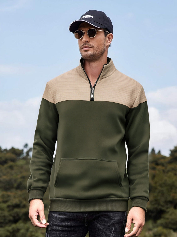 Men's functional sweatshirt jacket with a high collar and practical kangaroo pocket Lisslune