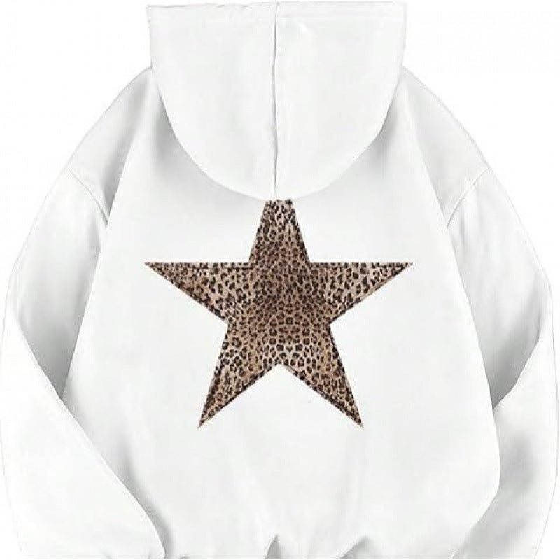 Women's hoodie with stylish leopard star design and relaxed fit Lisslune