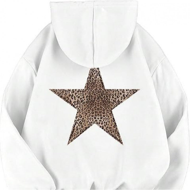 Women's hoodie with stylish leopard star design and relaxed fit Lisslune