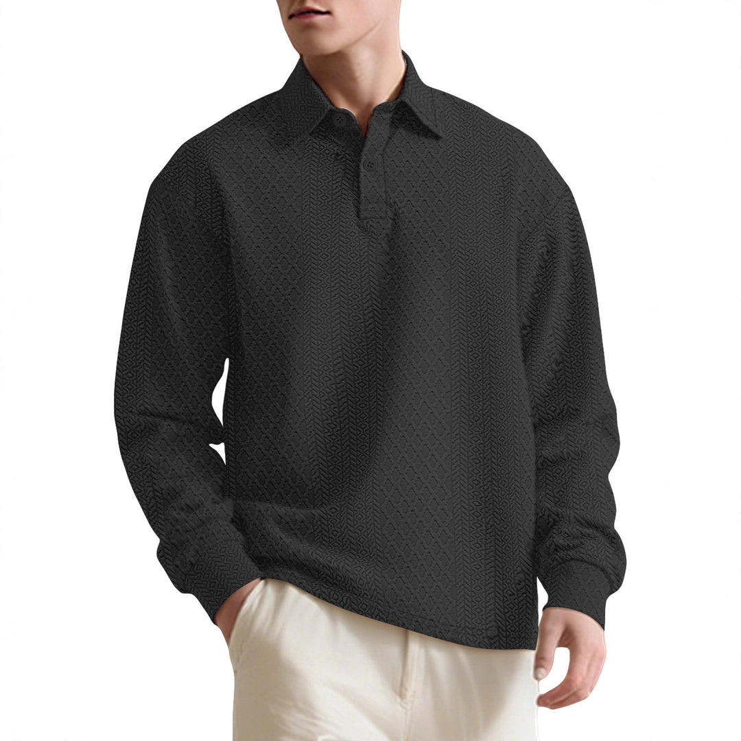 Men's fashionable long-sleeve shirt with textured surface and elegant button placket Lisslune