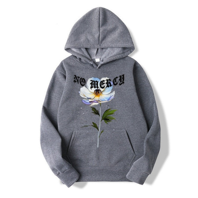 Women's hoodie with floral print and prominent lettering Lisslune