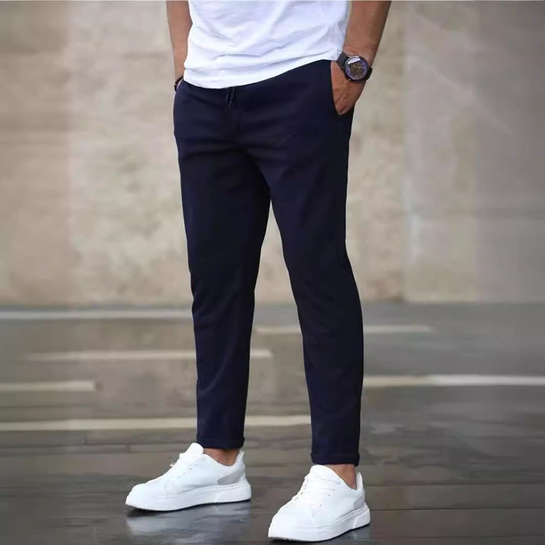 Men's Casual Chino Pants with Elastic Waistband Lisslune