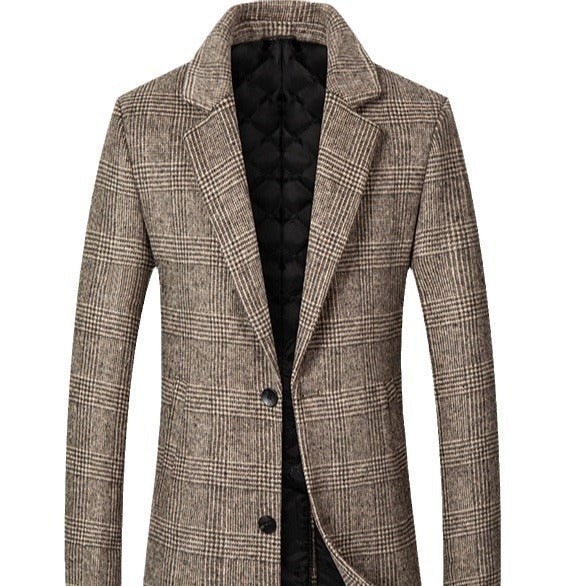 Men's elegant classic check coat with double-breasted buttons Lisslune