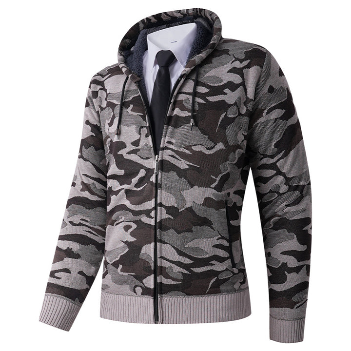 Men's stylish hoodie with lined hood and bold camouflage pattern Lisslune