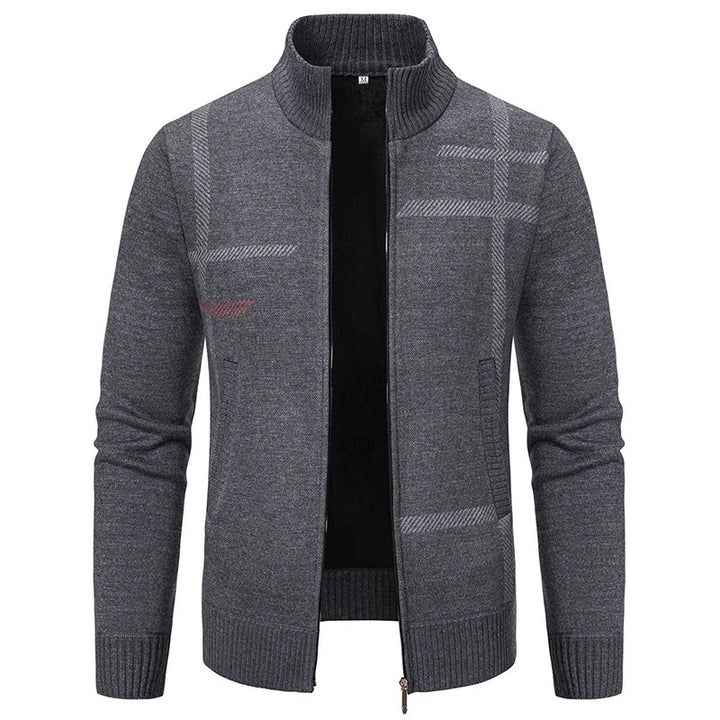 Men's cardigan with graphic patterns and high collar Lisslune