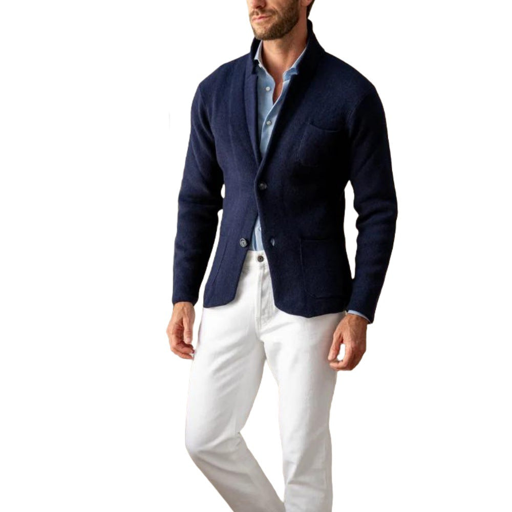 Men's modern cut knitted coat with comfortable collar and practical pockets Lisslune