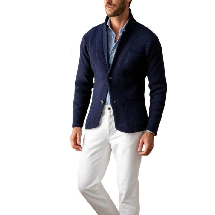 Men's modern cut knitted coat with comfortable collar and practical pockets Lisslune
