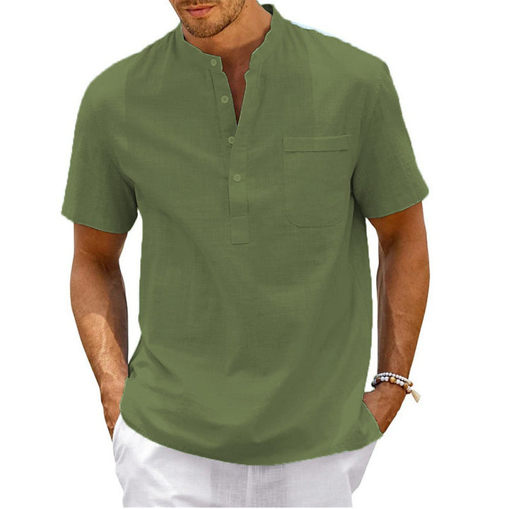 Men's short-sleeve shirt with modern Henley collar and practical chest pocket Lisslune