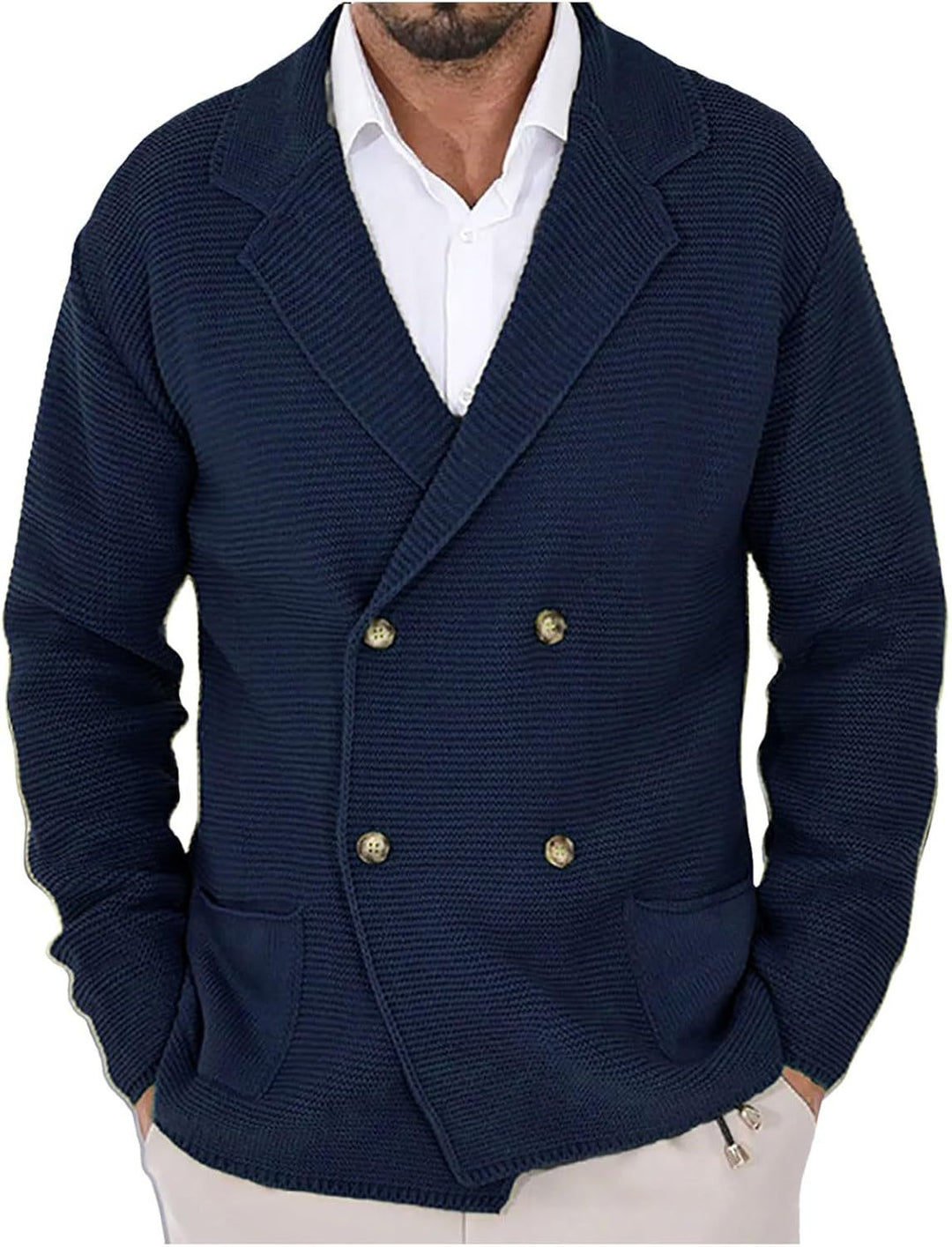 Men's cardigan with fashionable shawl collar and decorative buttons Lisslune