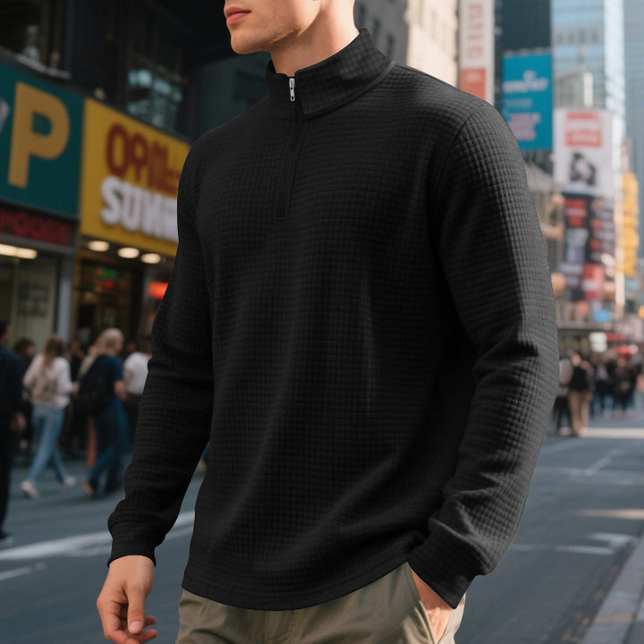 Men's functional sweater with stand-up collar and modern zipper Lisslune