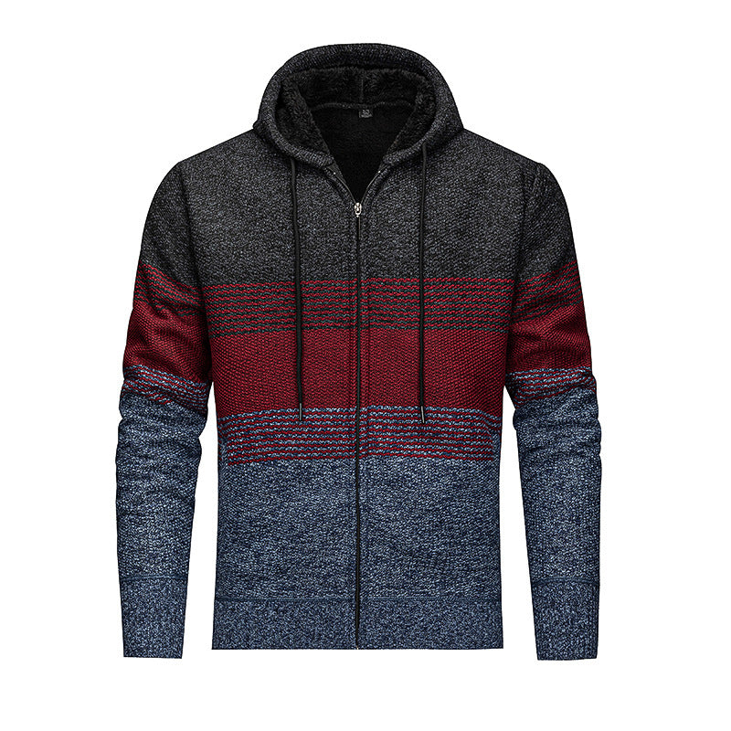 Men's Stylish Cardigan with Hood and Gradient Lisslune