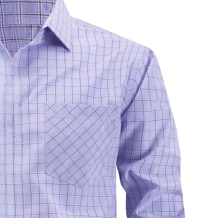 Men's long-sleeved check shirt with modern cut and chest pocket Lisslune