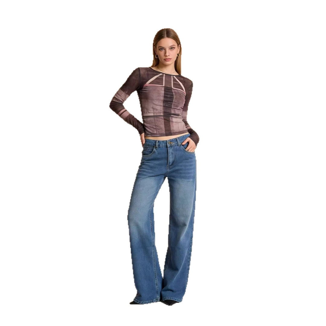 Damen weite Denim-Hosen mit hohem Bund und lässigem Schnitt Lisslune