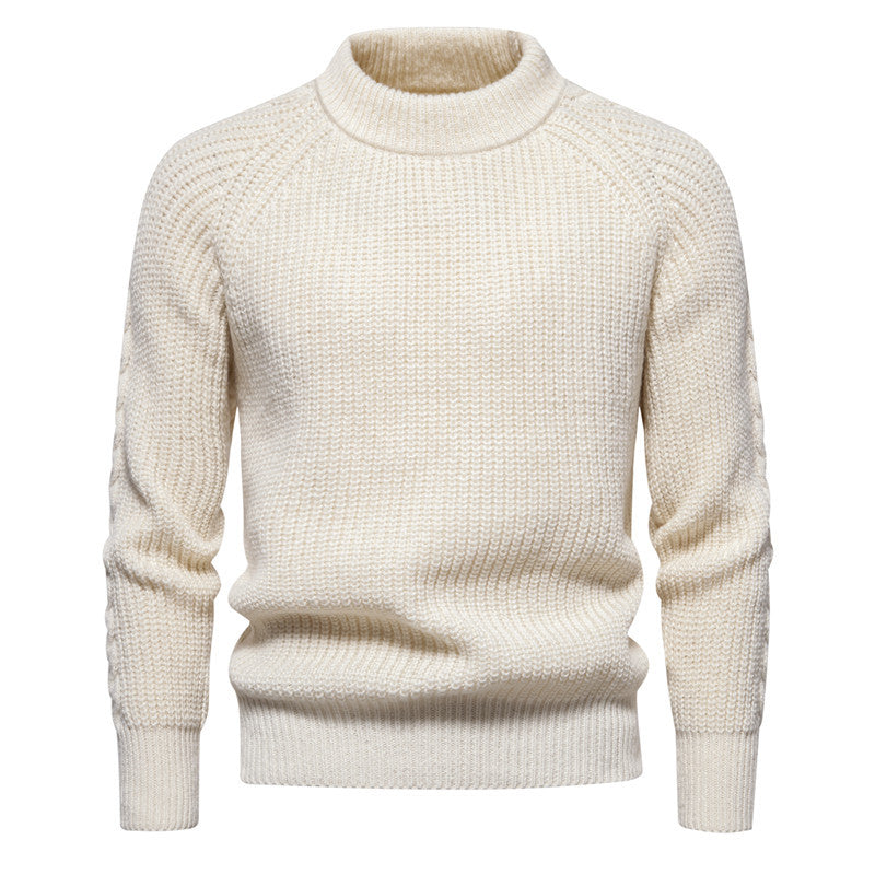 Men's chunky knit sweater with high collar and timeless design Lisslune