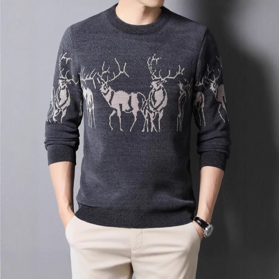Men's knitted sweater with detailed reindeer motif Lisslune