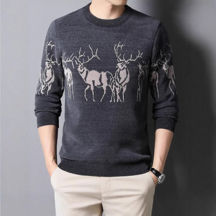 Men's knitted sweater with detailed reindeer motif Lisslune