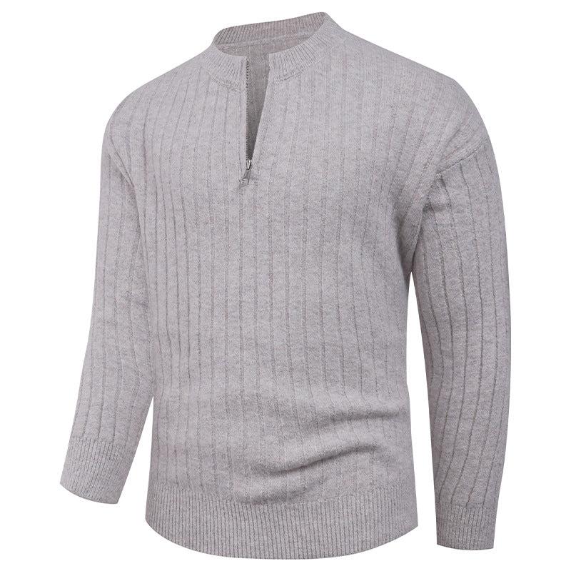 Men's knitted sweater with high collar and modern zipper Lisslune