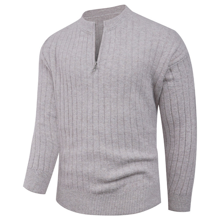Men's knitted sweater with high collar and modern zipper Lisslune