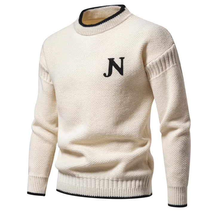 Men's Structured Knit Sweater with Round Neck Lisslune