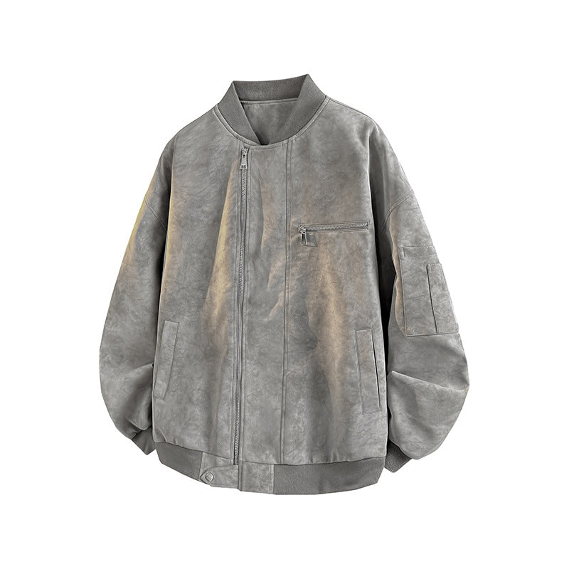 Men's Casual Oversized Bomber Jacket made from durable material with practical pockets Lisslune