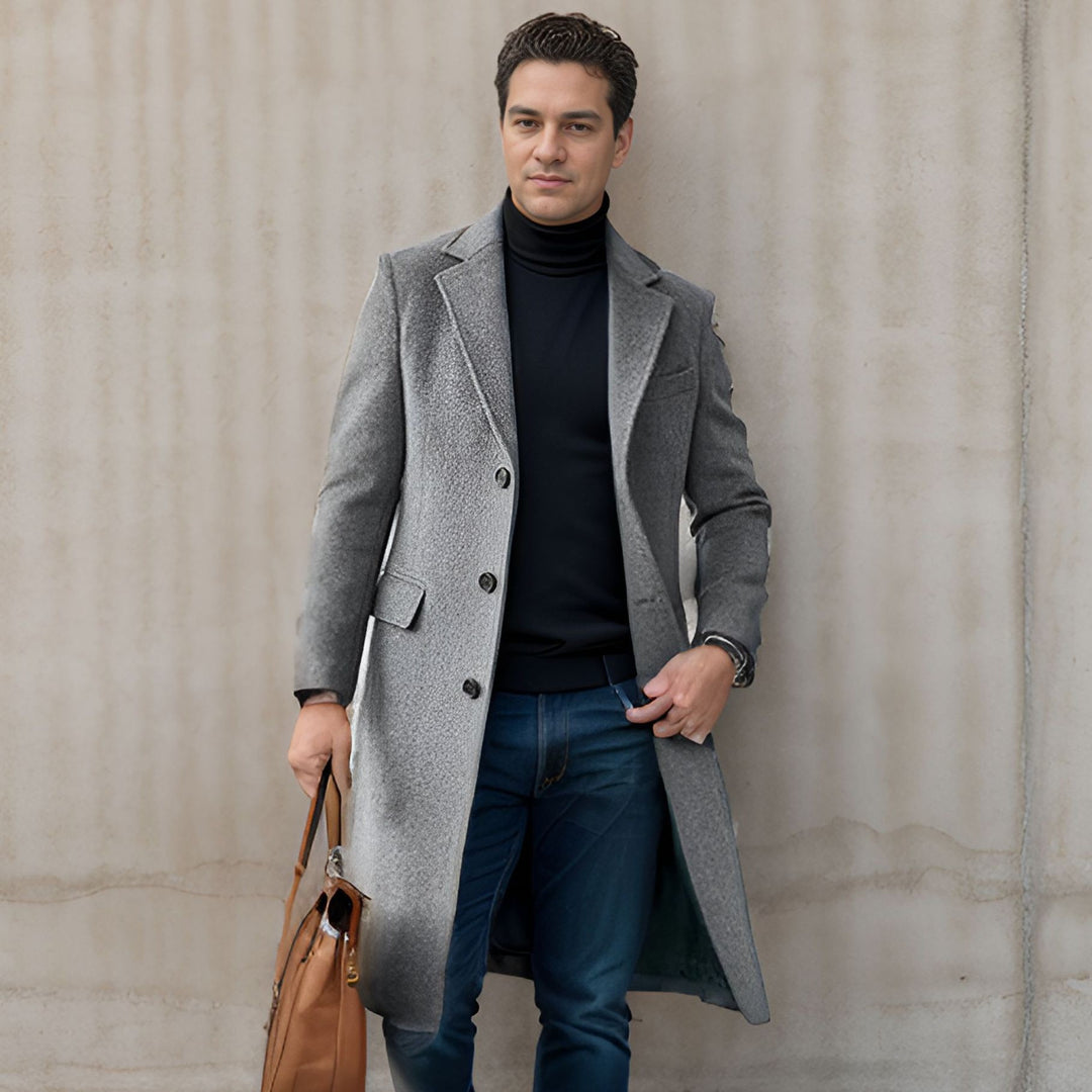 Men's elegant coat with textured fabric and modern accents Lisslune