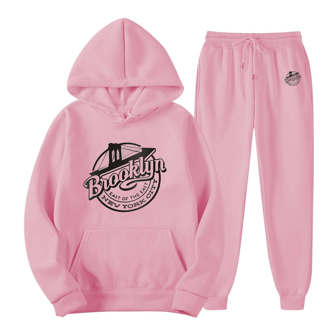 Women's leisure sweat suit with stylish Brooklyn print Lisslune