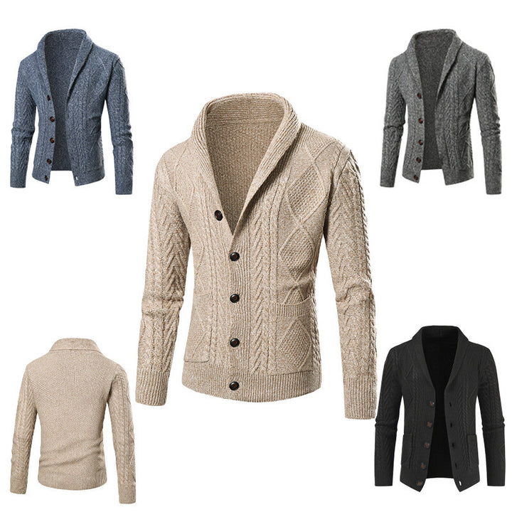 Men's cardigan with elegant cable pattern and button placket Lisslune