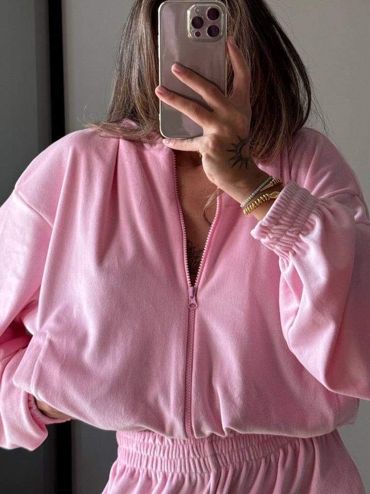 Women's velvety tracksuit with voluminous sleeves Lisslune