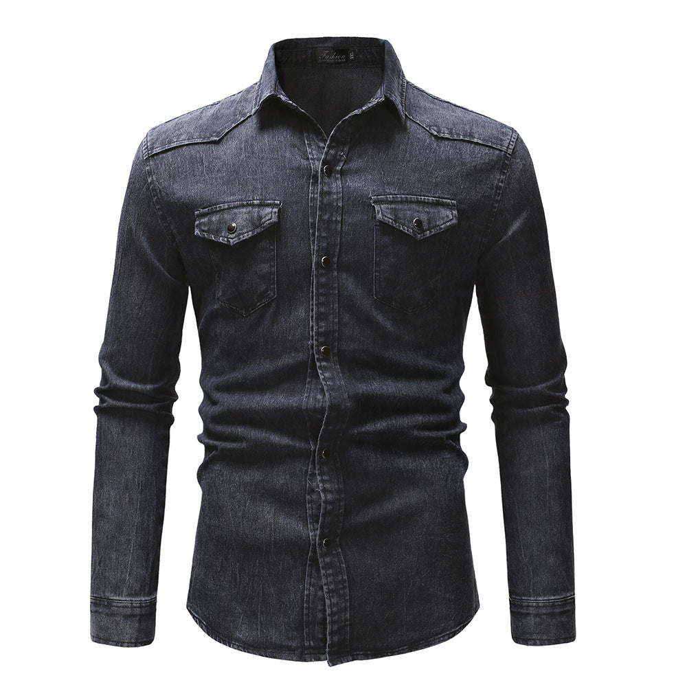 Men's denim shirt with modern details and practical pockets Lisslune