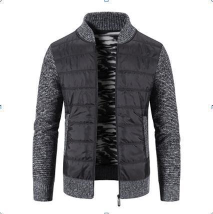Men's stylish hybrid jacket with knitted sleeves and stand-up collar Lisslune