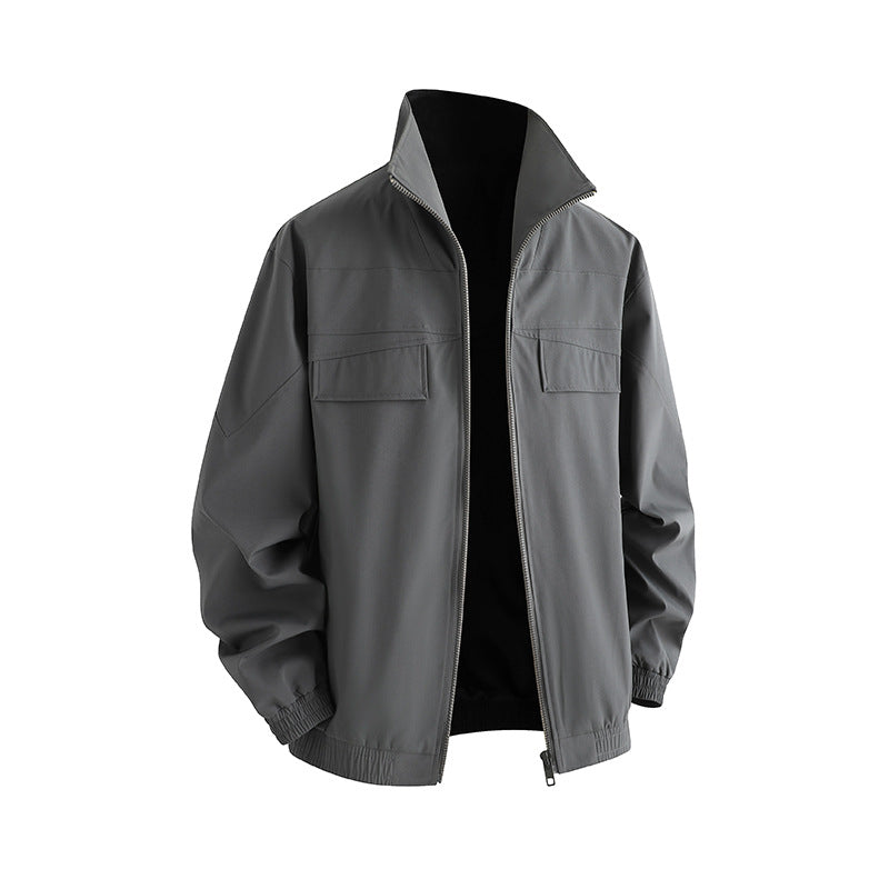 Men's leisure jacket with practical pockets and high collar Lisslune