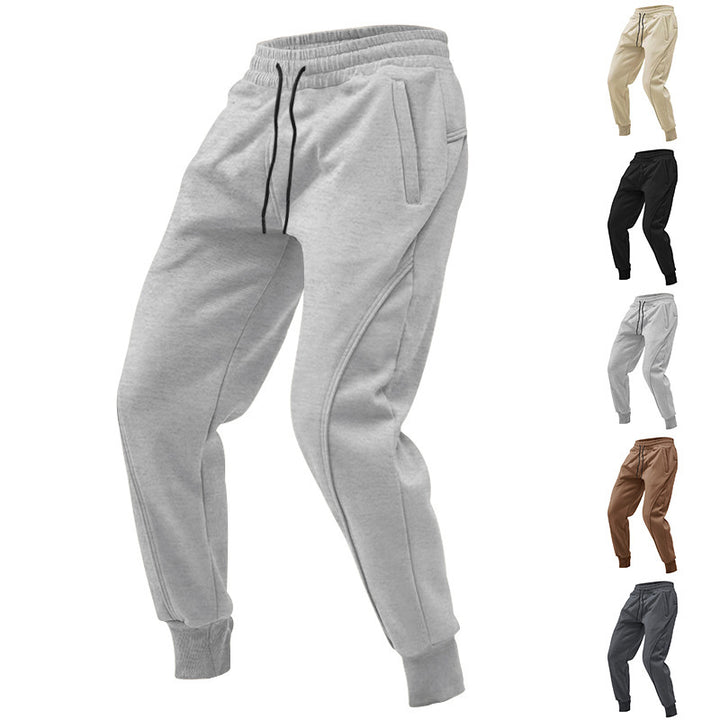 Men's Comfortable Training Pants with Side Zip Pockets and Elastic Waistband Lisslune