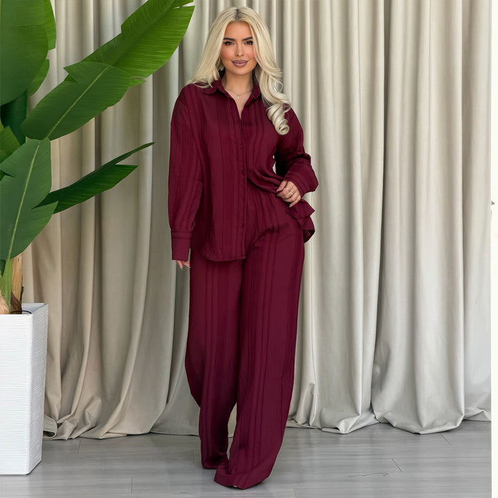 Women's casual blouse set with wide-cut pants Lisslune