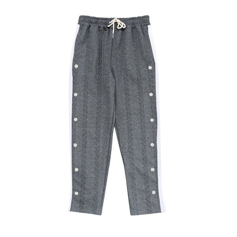 Men's sporty chino pants with side snap button details and elastic waistband Lisslune