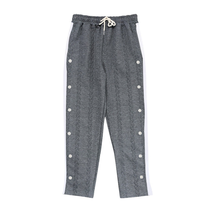 Men's sporty chino pants with side snap button details and elastic waistband Lisslune
