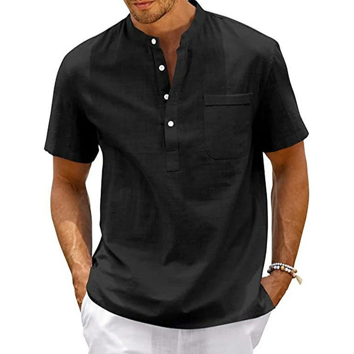 Men's short-sleeve shirt with modern Henley collar and practical chest pocket Lisslune