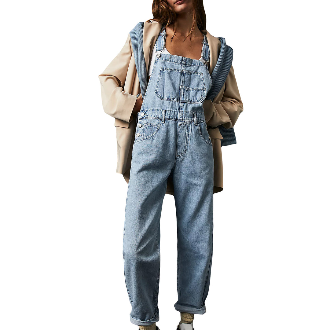 Women's Casual Denim Overalls with Practical Pockets and Adjustable Waist Lisslune