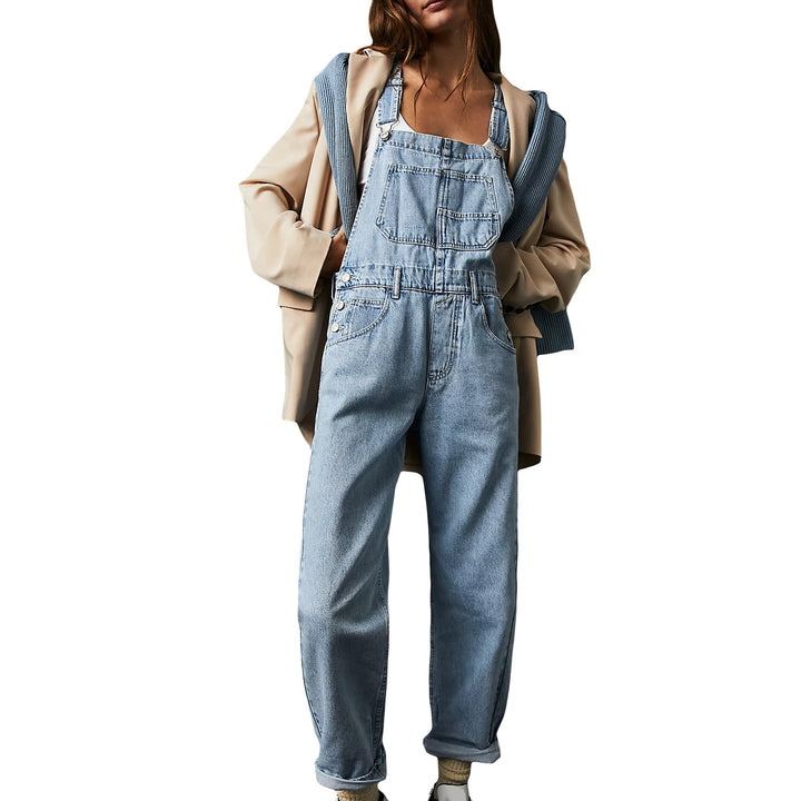 Women's Casual Denim Overalls with Practical Pockets and Adjustable Waist Lisslune